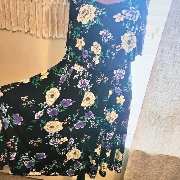 Torrid Whimsigoth Moody Black Floral Dress |  Knee Length| Size 0 - Picture 4 of 11